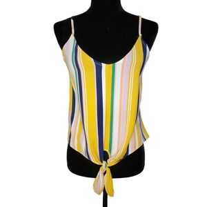 E& M Striped Yellow and Blue Women's Top Size Small